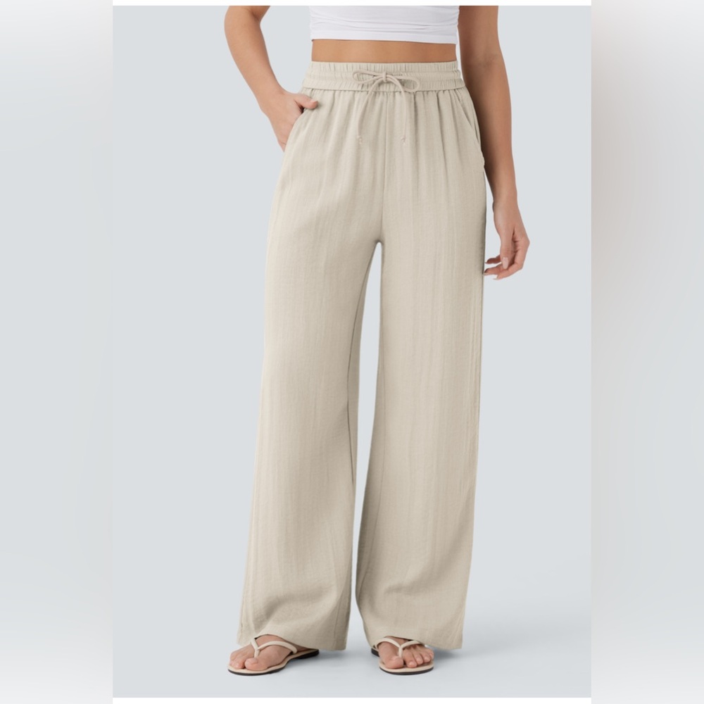 HALARA Cream Wide-Leg Pants